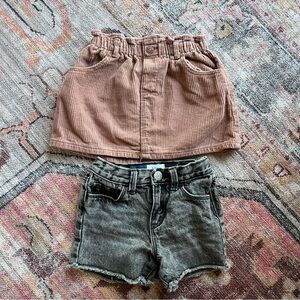 Zara girls 2-3 corduroy skirt + old navy black shorts